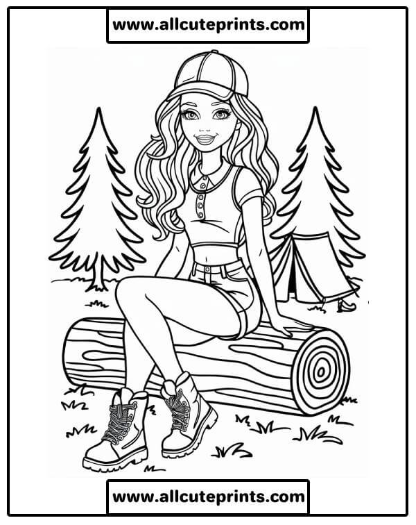 barbie camping coloring pages Free Printable