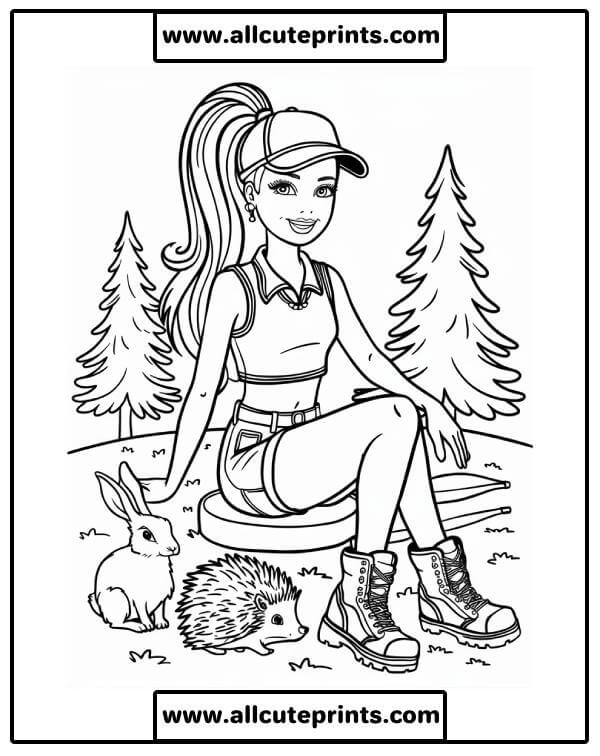 barbie camping coloring pages Free Printable