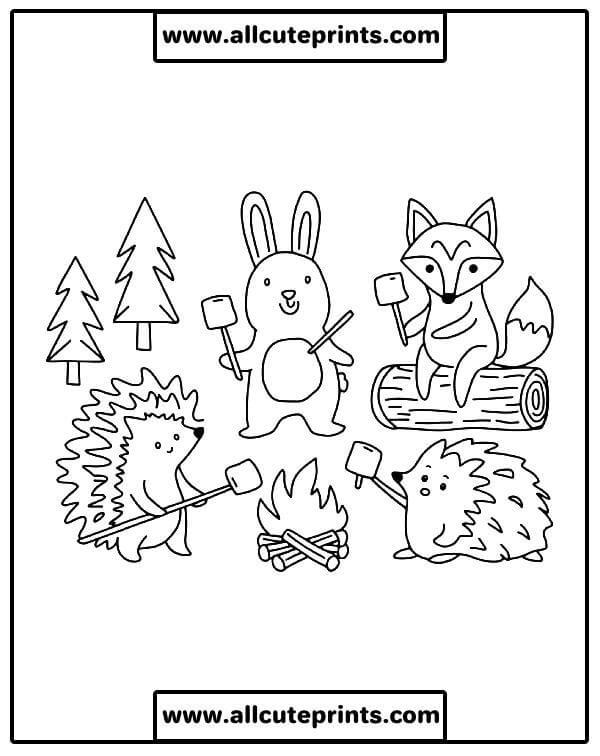 cute camping coloring pages printable